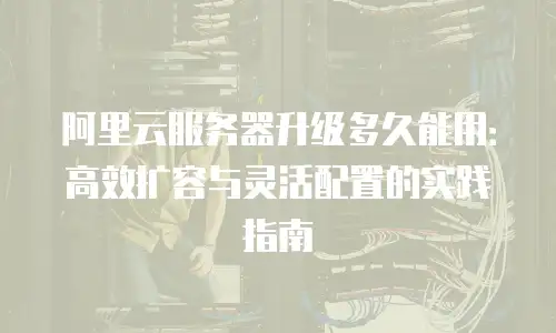 阿里云服务器升级多久能用：高效扩容与灵活配置的实践指南