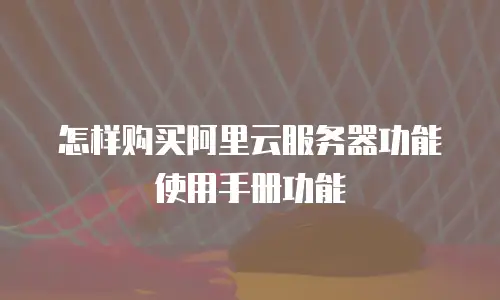 怎样购买阿里云服务器功能使用手册功能