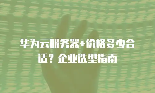 华为云服务器+价格多少合适？企业选型指南