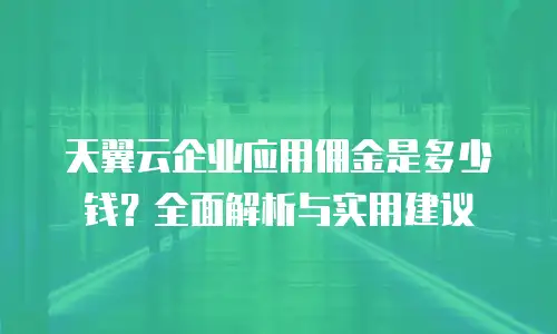 天翼云企业应用佣金是多少钱？全面解析与实用建议