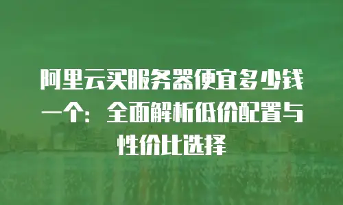阿里云买服务器便宜多少钱一个：全面解析低价配置与性价比选择