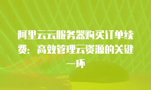 阿里云云服务器购买订单续费：高效管理云资源的关键一环