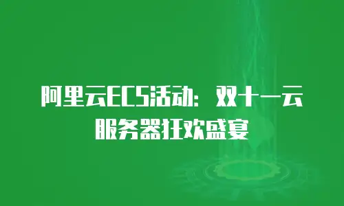 阿里云ECS活动：双十一云服务器狂欢盛宴