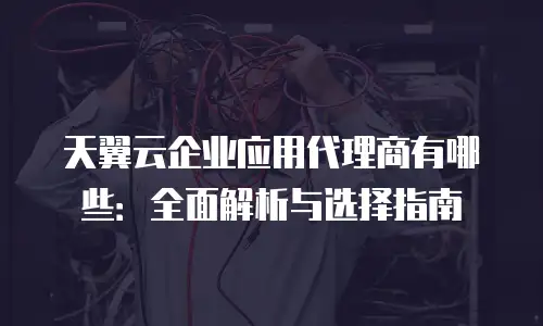 天翼云企业应用代理商有哪些：全面解析与选择指南