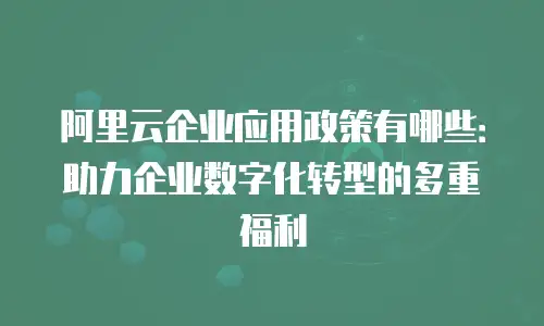 阿里云企业应用政策有哪些：助力企业数字化转型的多重福利