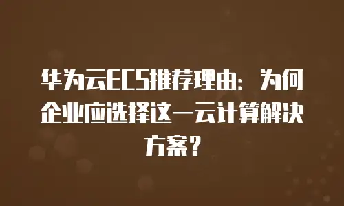 华为云ECS推荐理由：为何企业应选择这一云计算解决方案？