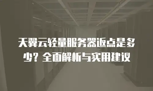 天翼云轻量服务器返点是多少？全面解析与实用建议