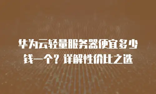 华为云轻量服务器便宜多少钱一个？详解性价比之选