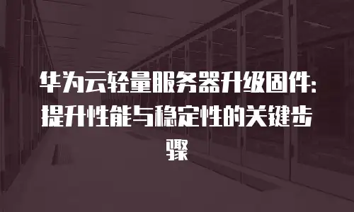 华为云轻量服务器升级固件：提升性能与稳定性的关键步骤