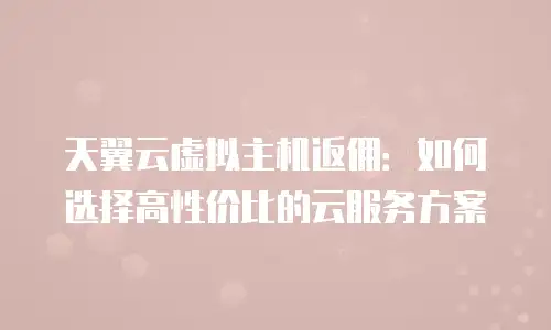 天翼云虚拟主机返佣：如何选择高性价比的云服务方案