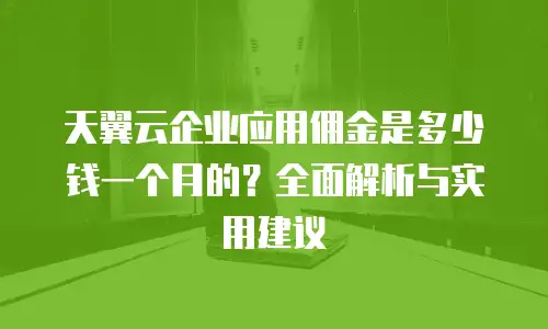 天翼云企业应用佣金是多少钱一个月的？全面解析与实用建议