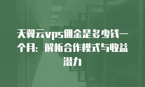 天翼云vps佣金是多少钱一个月：解析合作模式与收益潜力