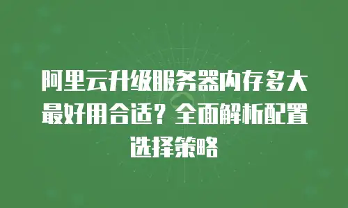 阿里云升级服务器内存多大最好用合适？全面解析配置选择策略