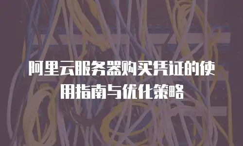 阿里云服务器购买凭证的使用指南与优化策略