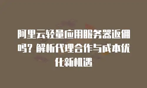 阿里云轻量应用服务器返佣吗？解析代理合作与成本优化新机遇