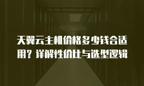 天翼云主机价格多少钱合适用？详解性价比与选型逻辑