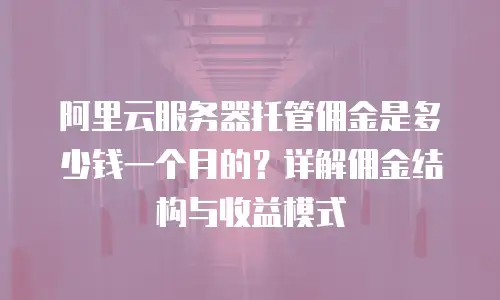 阿里云服务器托管佣金是多少钱一个月的？详解佣金结构与收益模式