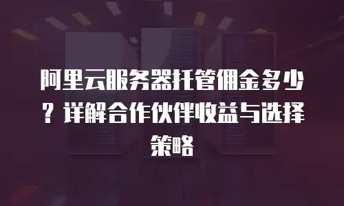阿里云服务器托管佣金多少？详解合作伙伴收益与选择策略