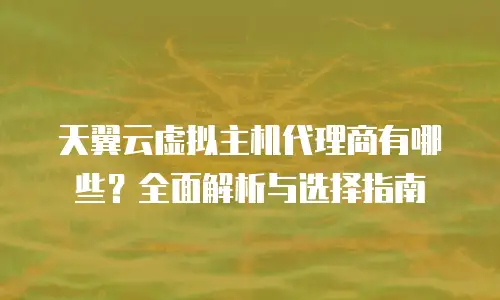 天翼云虚拟主机代理商有哪些？全面解析与选择指南