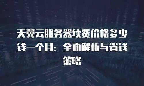 天翼云服务器续费价格多少钱一个月：全面解析与省钱策略