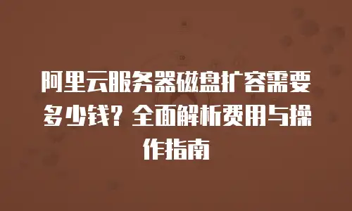 阿里云服务器磁盘扩容需要多少钱？全面解析费用与操作指南