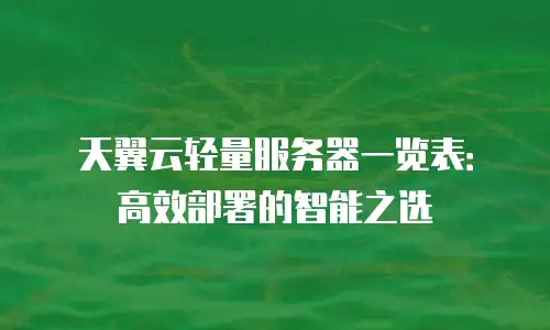 天翼云轻量服务器一览表：高效部署的智能之选