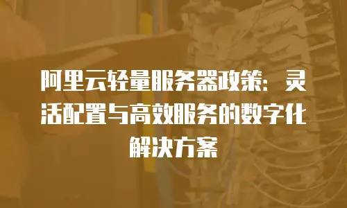 阿里云轻量服务器政策：灵活配置与高效服务的数字化解决方案