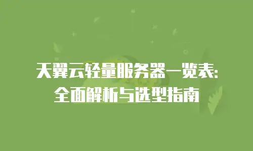 天翼云轻量服务器一览表：全面解析与选型指南