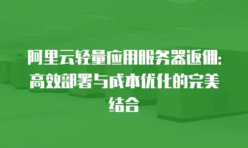 阿里云轻量应用服务器返佣：高效部署与成本优化的完美结合