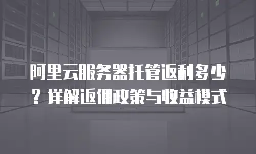 阿里云服务器托管返利多少？详解返佣政策与收益模式