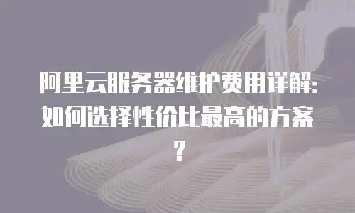 阿里云服务器维护费用详解：如何选择性价比最高的方案？