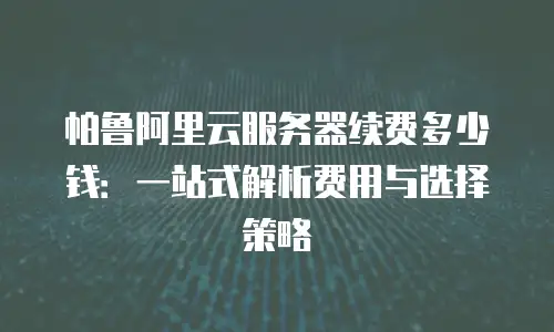 帕鲁阿里云服务器续费多少钱：一站式解析费用与选择策略