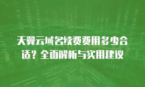天翼云域名续费费用多少合适？全面解析与实用建议
