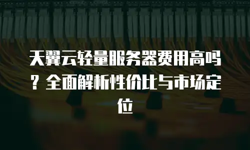 天翼云轻量服务器费用高吗？全面解析性价比与市场定位