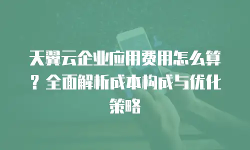 天翼云企业应用费用怎么算？全面解析成本构成与优化策略