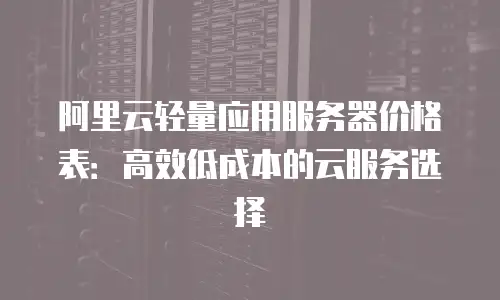 阿里云轻量应用服务器价格表：高效低成本的云服务选择