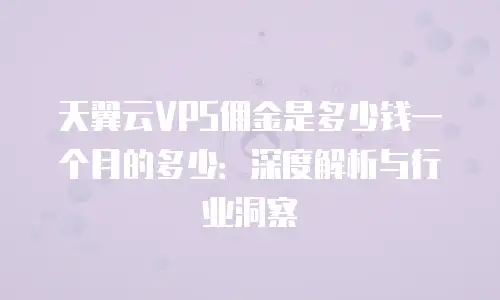 天翼云VPS佣金是多少钱一个月的多少：深度解析与行业洞察