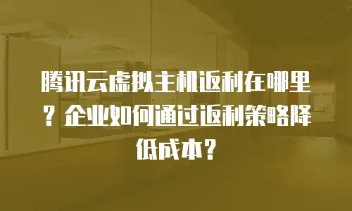 腾讯云虚拟主机返利在哪里？企业如何通过返利策略降低成本？