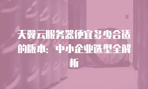 天翼云服务器便宜多少合适的版本：中小企业选型全解析