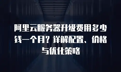 阿里云服务器升级费用多少钱一个月？详解配置、价格与优化策略