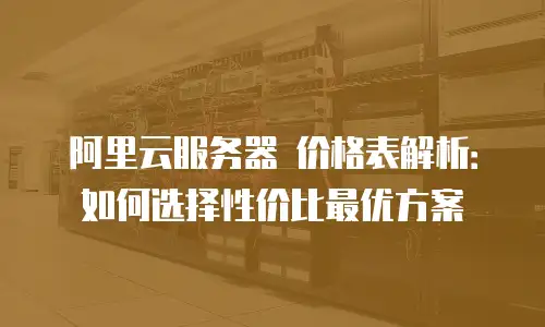 阿里云服务器 价格表解析：如何选择性价比最优方案