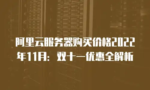 阿里云服务器购买价格2022年11月：双十一优惠全解析