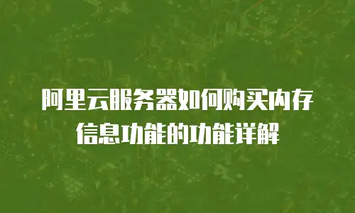 阿里云服务器如何购买内存信息功能的功能详解