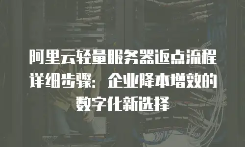 阿里云轻量服务器返点流程详细步骤：企业降本增效的数字化新选择