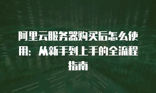 阿里云服务器购买后怎么使用：从新手到上手的全流程指南