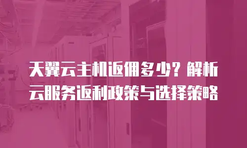 天翼云主机返佣多少？解析云服务返利政策与选择策略