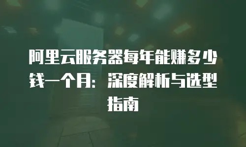阿里云服务器每年能赚多少钱一个月：深度解析与选型指南