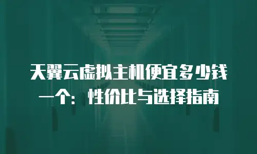 天翼云虚拟主机便宜多少钱一个：性价比与选择指南