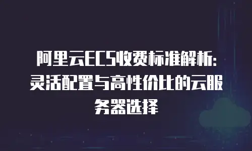 阿里云ECS收费标准解析：灵活配置与高性价比的云服务器选择