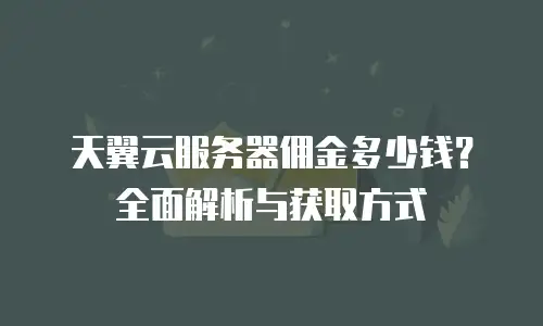 天翼云服务器佣金多少钱？全面解析与获取方式